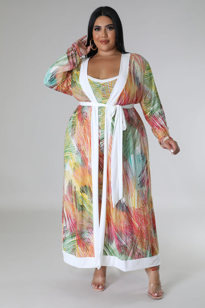 Multi Color Plus Size Long Cardigan