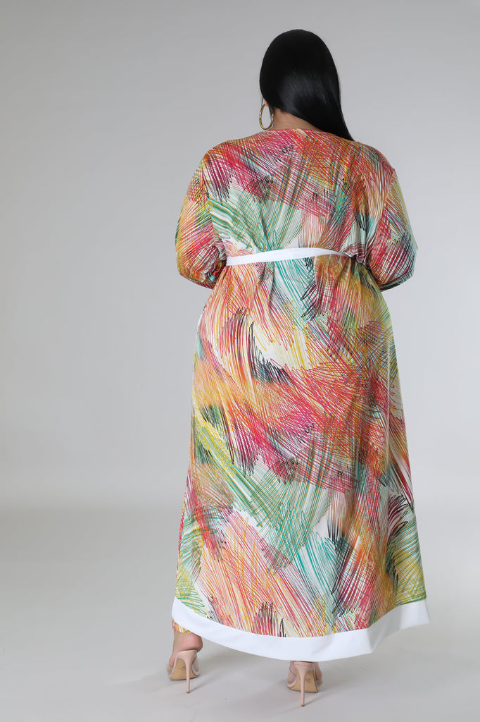 Multi Color Plus Size Long Cardigan