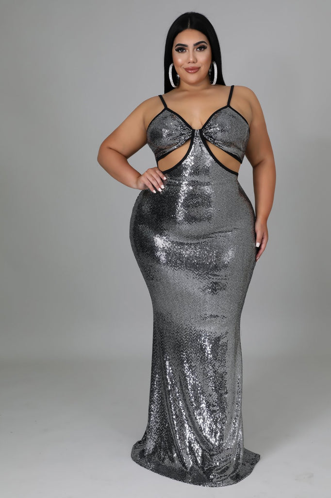 Glitter Mesh Plus Size Dress